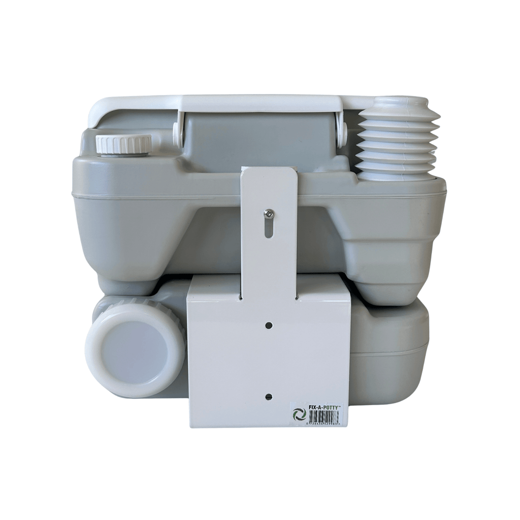 Fix-a-Potty bracket fitted to a 10L portable camping toilet