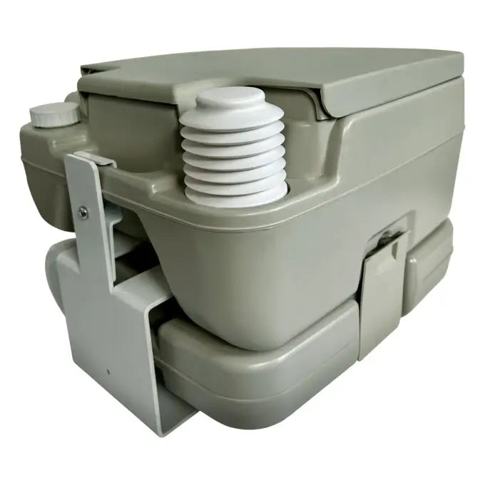 Metal bracket with 'Fix-a-Potty' with 10 litre toilet for New Zealand Self Containment.  Get Self Contained New Zealand