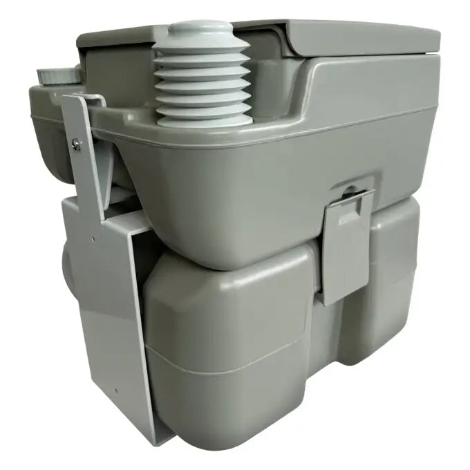 Metal bracket with 'Fix-a-Potty' for 20 litre toilet for New Zealand Self Containment.  Get Self Contained New Zealand