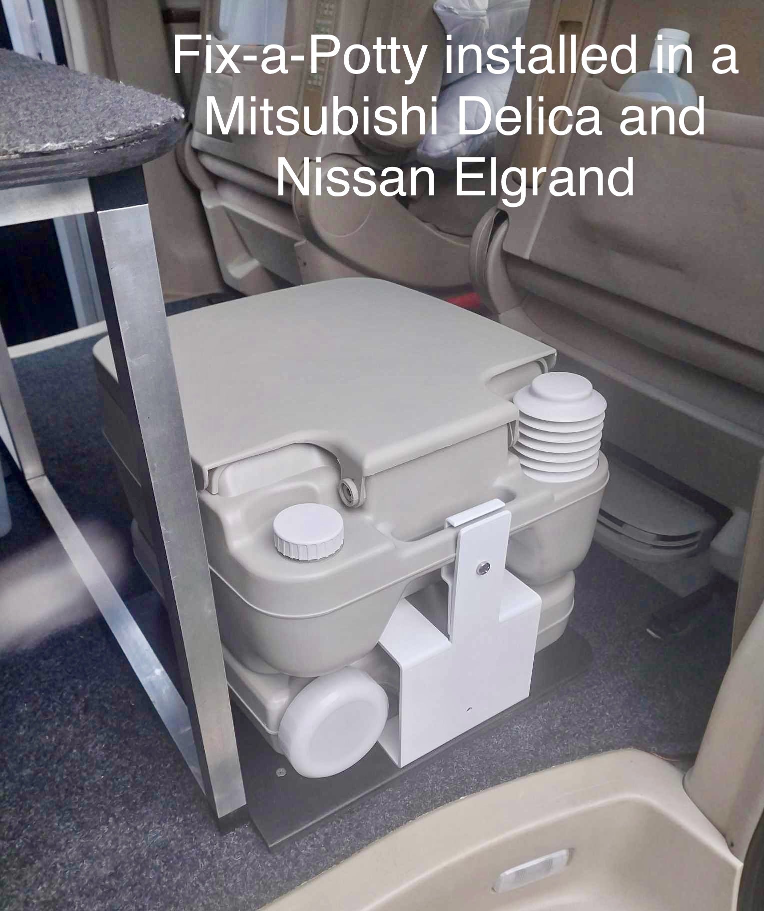 10L portable toilet fixed in place for NZ self-containment
