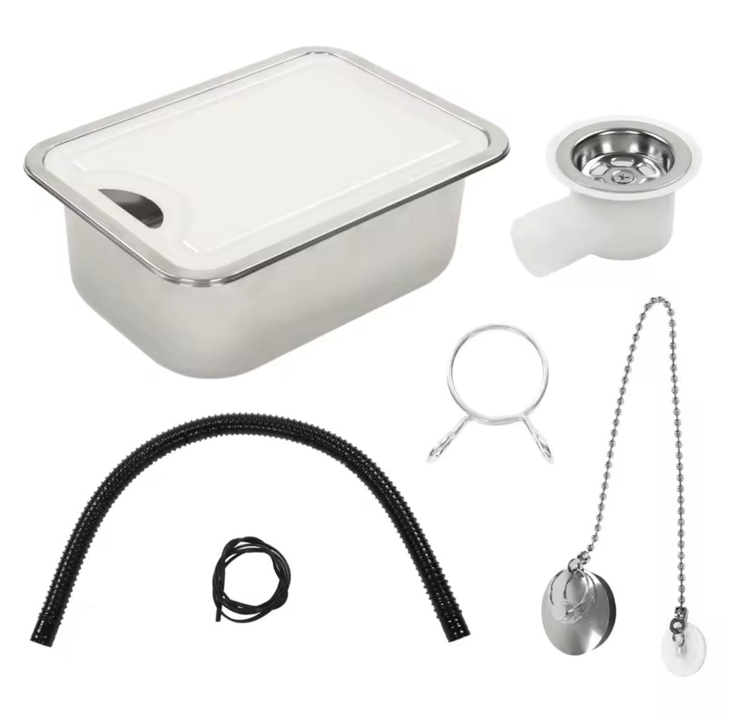 RV Stainless Steel Sink Kit with Acrylic Chopping Board