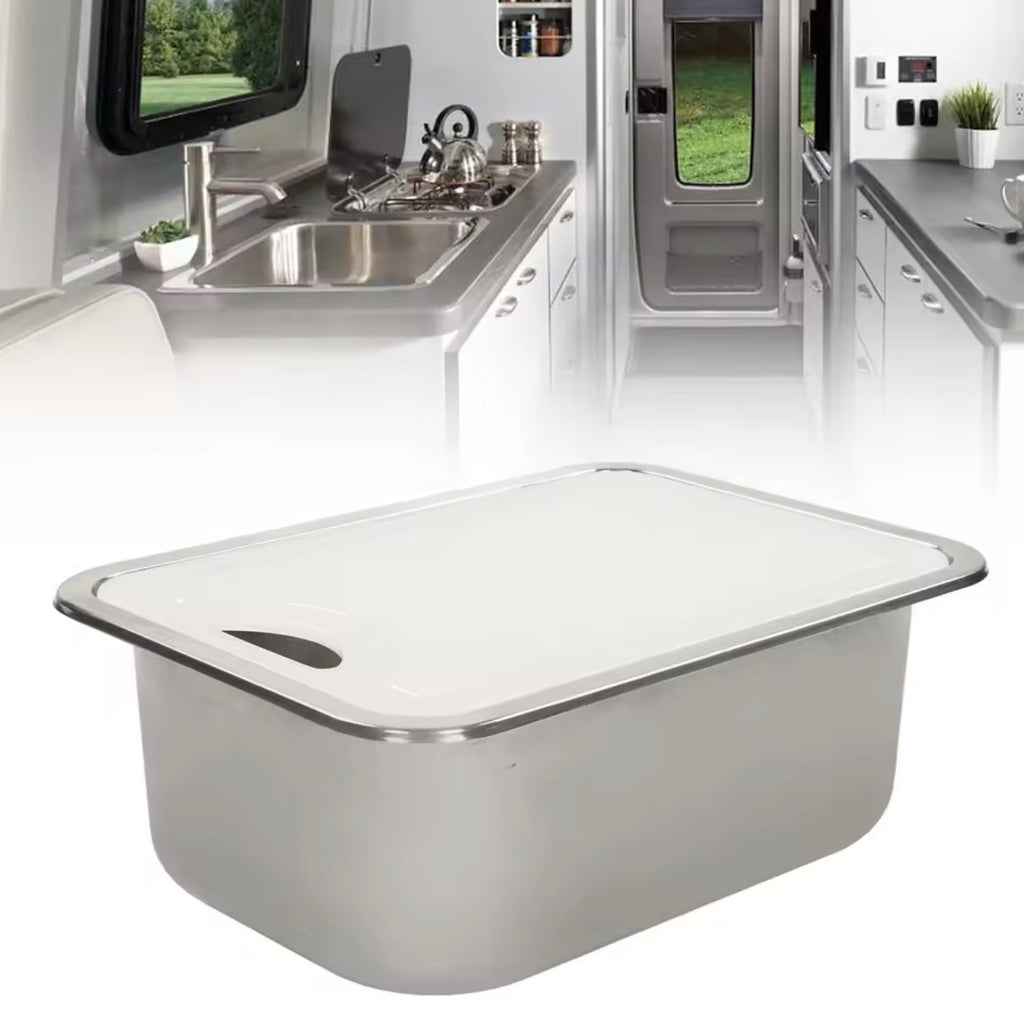 RV Stainless Steel Sink Kit with Acrylic Chopping Board