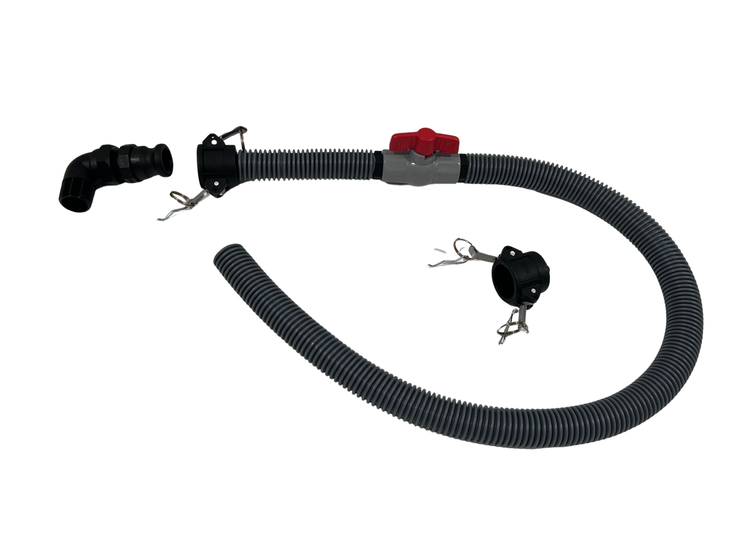 25mm campervan grey-water plumbing kit with Camlock fittings, hose and valve
