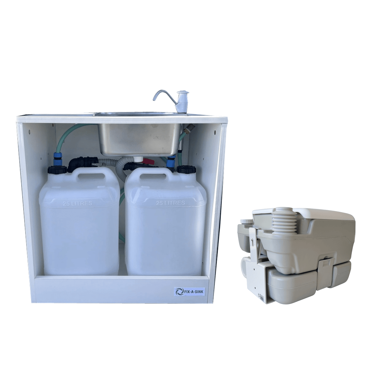Complete Fix-a-Sink Kit + Toilet & Fix-a-Potty Bracket – 10L or 20L - Kiwi Self Contained