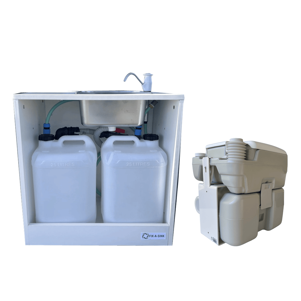 Complete Fix-a-Sink Kit + Toilet & Fix-a-Potty Bracket – 10L or 20L - Kiwi Self Contained