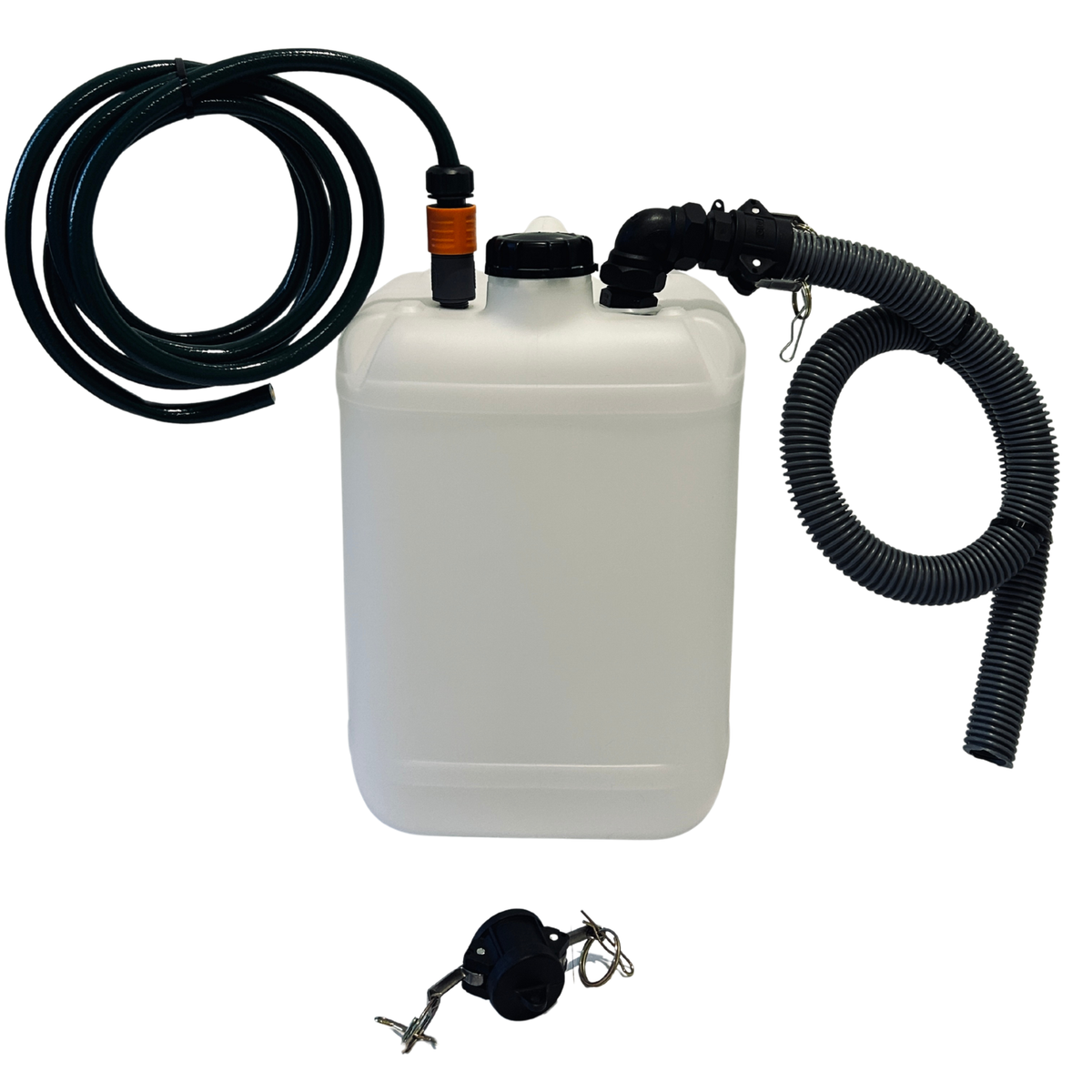 Campervan waste-water plumbing components for a self-containment setup
